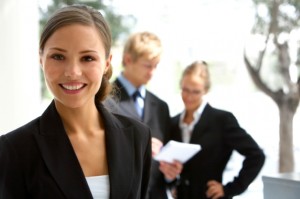 a business woman showing a positive attitude